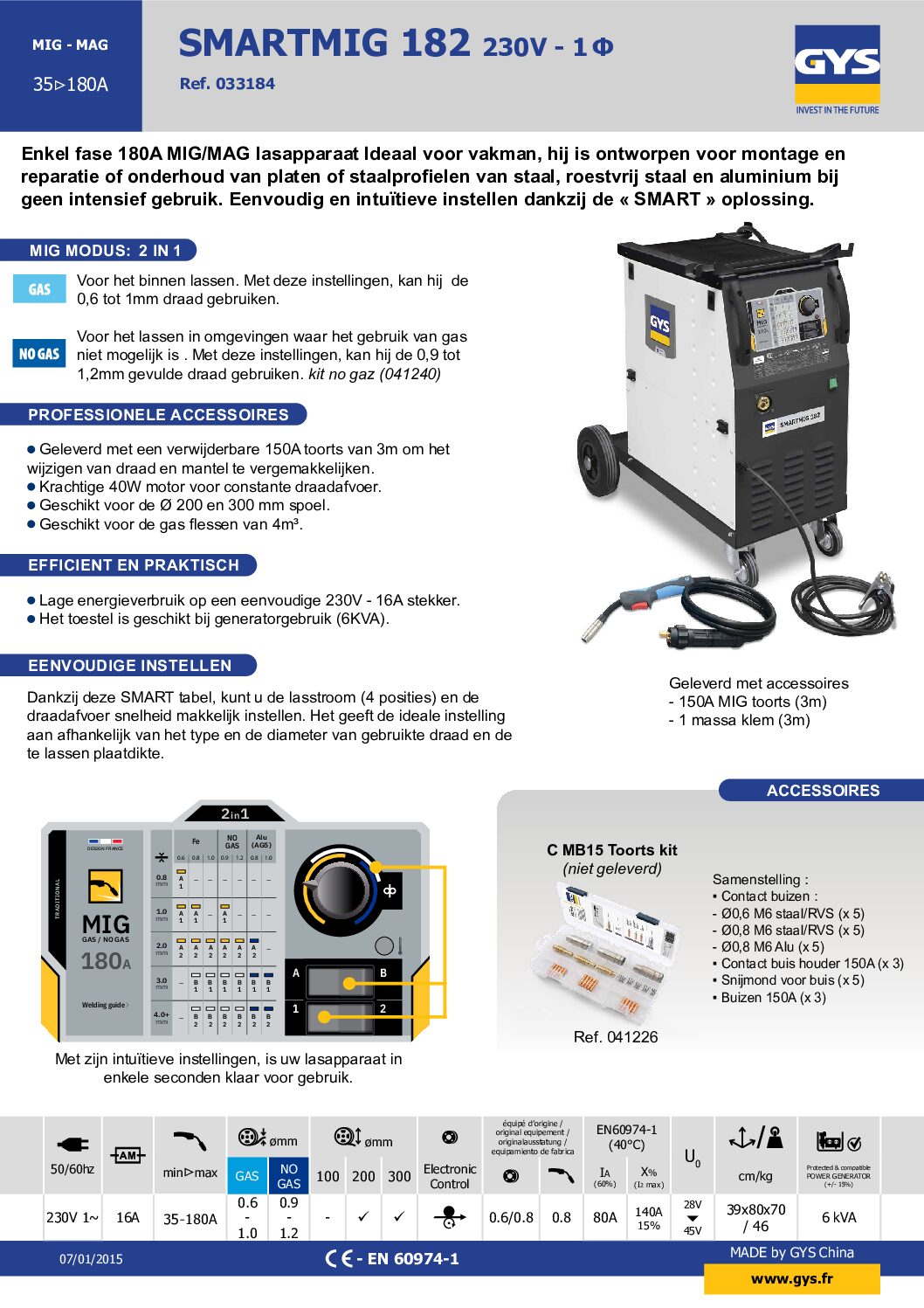 Mig-lasmachine Smartmig 182 (230V) with accessoires - Afbeelding 2